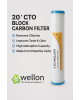 Wellon 20” CTO Block Carbon Filter | Real Pistachio-Based Activated Carbon | Removes Chlorine, Taste & Odor | Compatible With 20" Slim Housing | High Flow Rate | NSF Certified Media